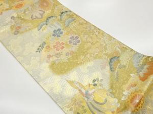 松梅に鳳凰・花々模様織出し袋帯